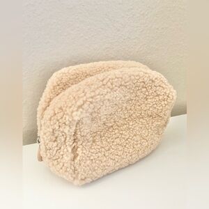 NEW Cream Shearling Makeup Bag Cosmetic Bag